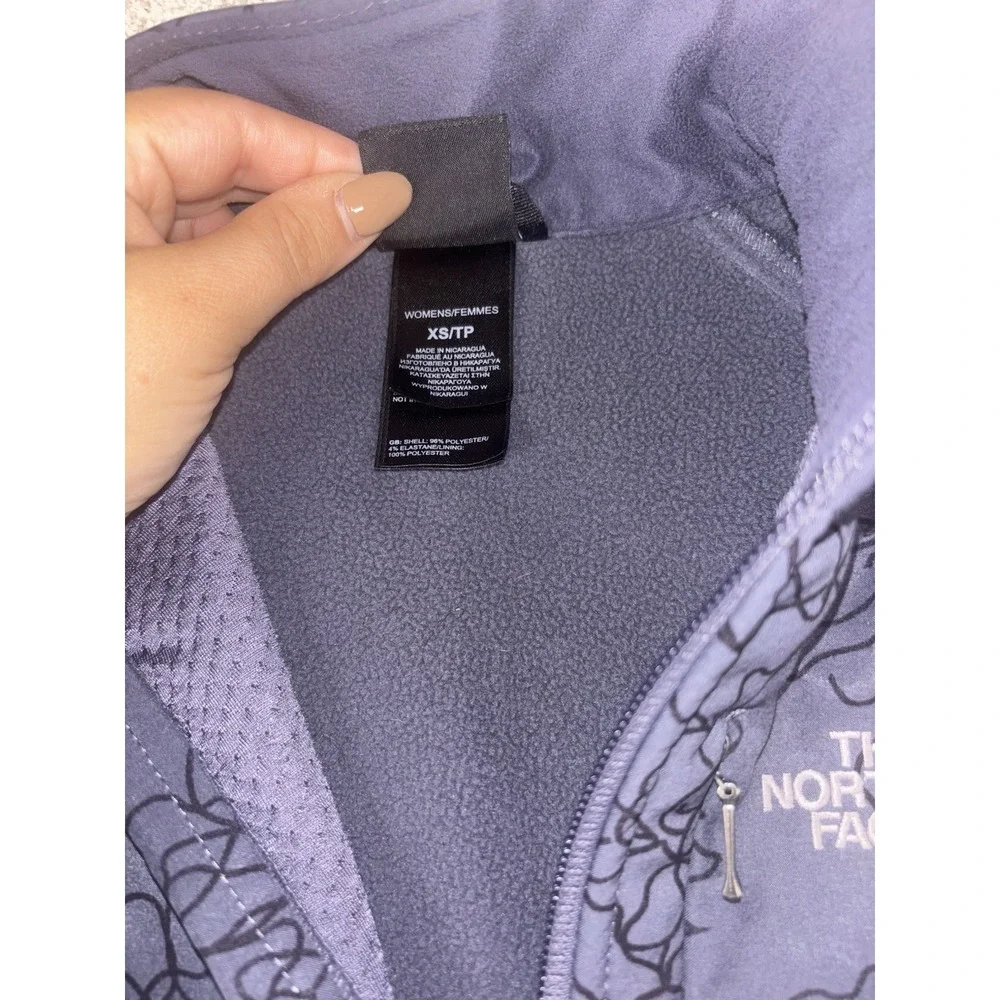 The North Face Full Zip Jacket Women Sz Xs Apex Bionic Floral Dk Purp Soft Shell